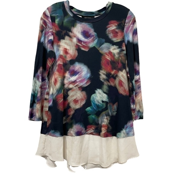 Karen Kane Small Floral Long Sleeve Peplum Boho Longline Top Y - Picture 1 of 3